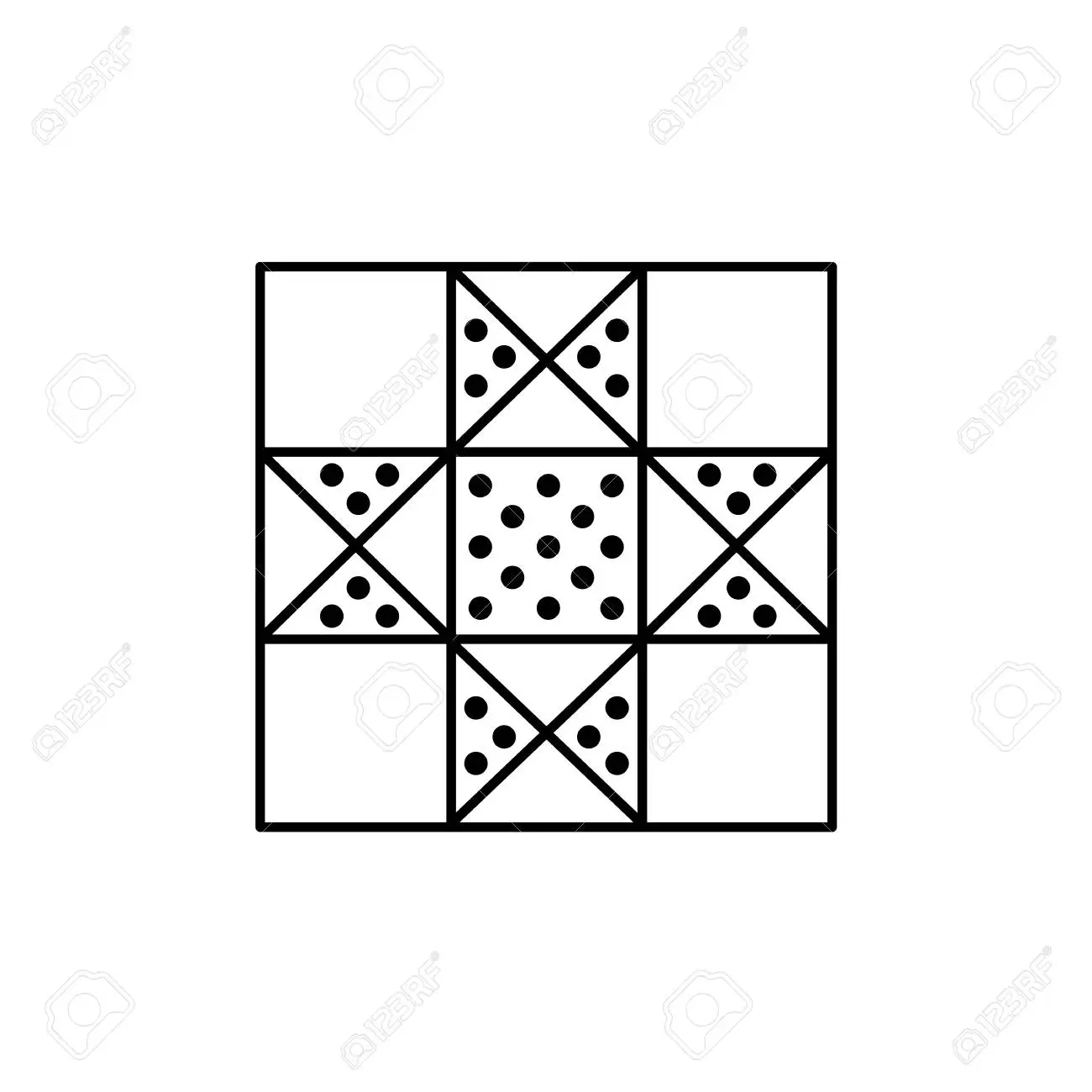 109155750-black-white-vector-illustration-of-lone-star-quilt-pattern-line-icon-of-quilting-patchwork-geometric
